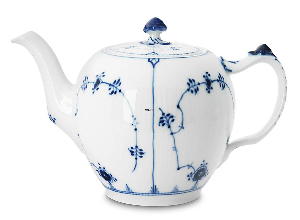 Musselmalet Gerippt, Teekanne, Inhalt 100 cl., Royal Copenhagen