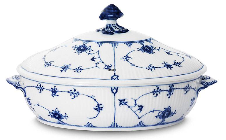 Musselmalet Gerippt, ovale Schale mit Deckel Nr. 1/238 oder 172, Royal Copenhagen