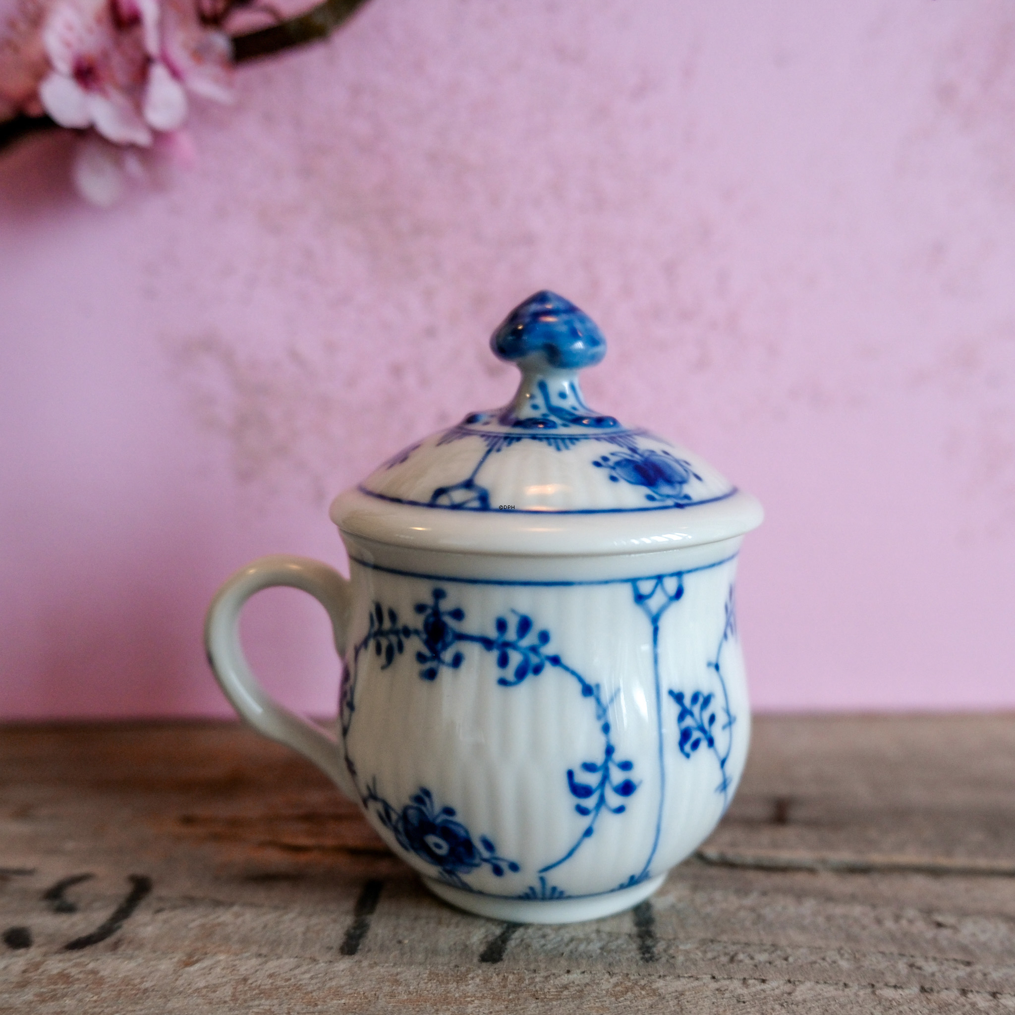 Musselmalet Gerippt, Senftopf mit Deckel Nr. 1/2364 oder 198, Royal Copenhagen