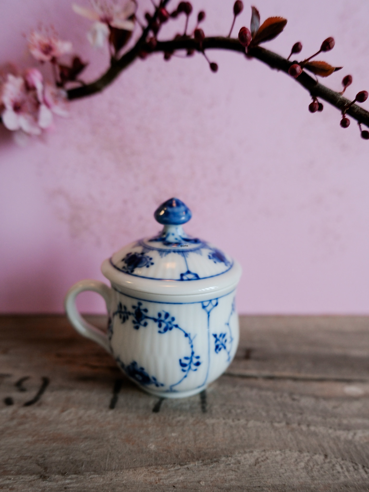 Musselmalet Gerippt, Senftopf mit Deckel Nr. 1/2364 oder 198, Royal Copenhagen