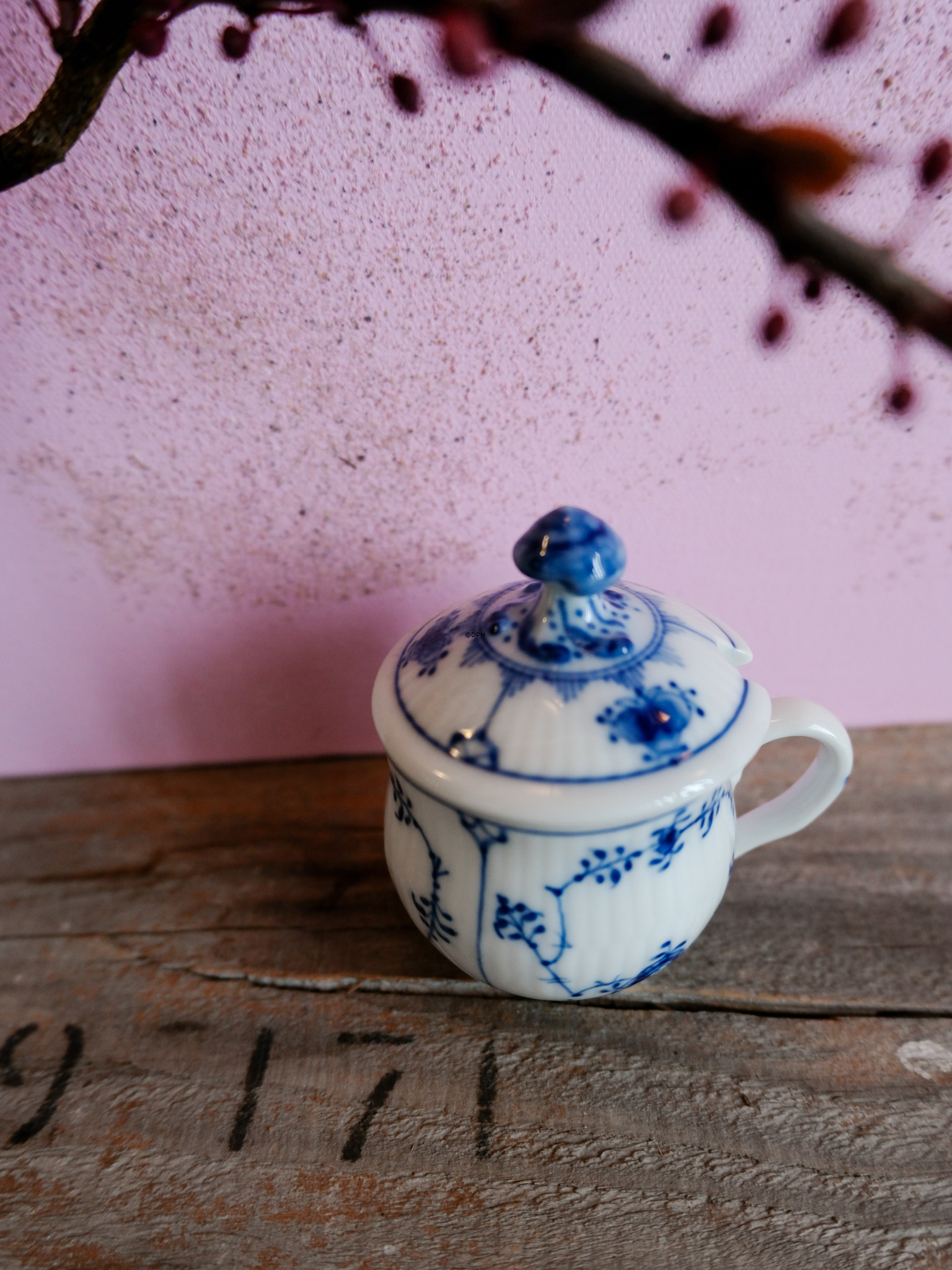 Musselmalet Gerippt, Senftopf mit Deckel Nr. 1/2364 oder 198, Royal Copenhagen