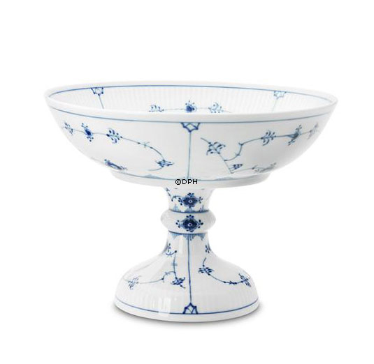 Musselmalet Gerippt, runde Kuchenplatte am hohen Fuß Nr. 1/22 oder 428, Royal Copenhagen 22cm