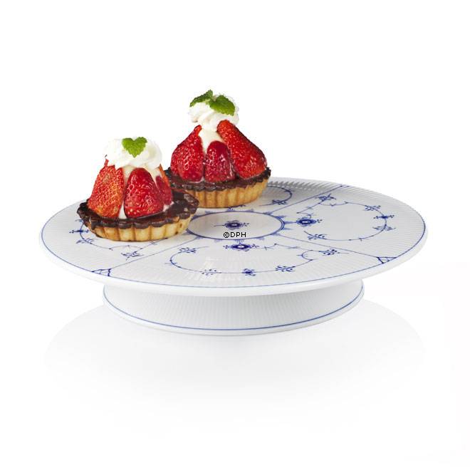 Musselmalet Gerippt, Kuchenschale auf Fuß, Royal Copenhagen 32cm