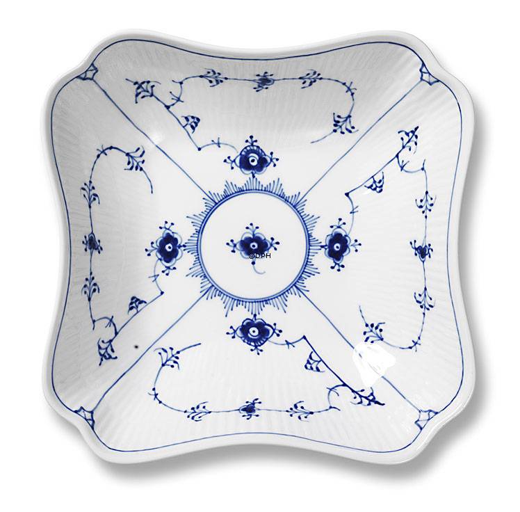 Musselmalet Gerippt, Quadratische Salatschüssel Nr. 1/26 or 578, Inhalt 80 cl., Royal Copenhagen 22cm