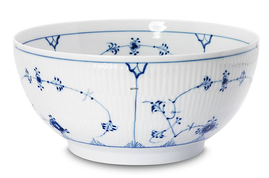 Musselmalet Gerippt, gro&#xDF;e Salatsch&#xFC;ssel, Inhalt 140 cl., Royal Copenhagen 24cm