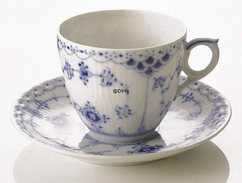 Musselmalet, Halbspitze, große Kaffeetasse, Inhalt 17 cl., Royal Copenhagen