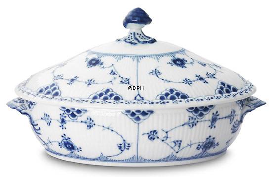 Musselmalet, Halbspitze, ovale Schale mit Deckel Nr. 1/622 oder 172, Royal Copenhagen