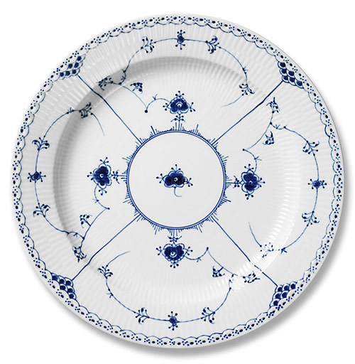 Musselmalet Halbspitze, runde Servierplatte Nr. 1/539 oder 376, Royal Copenhagen 33cm