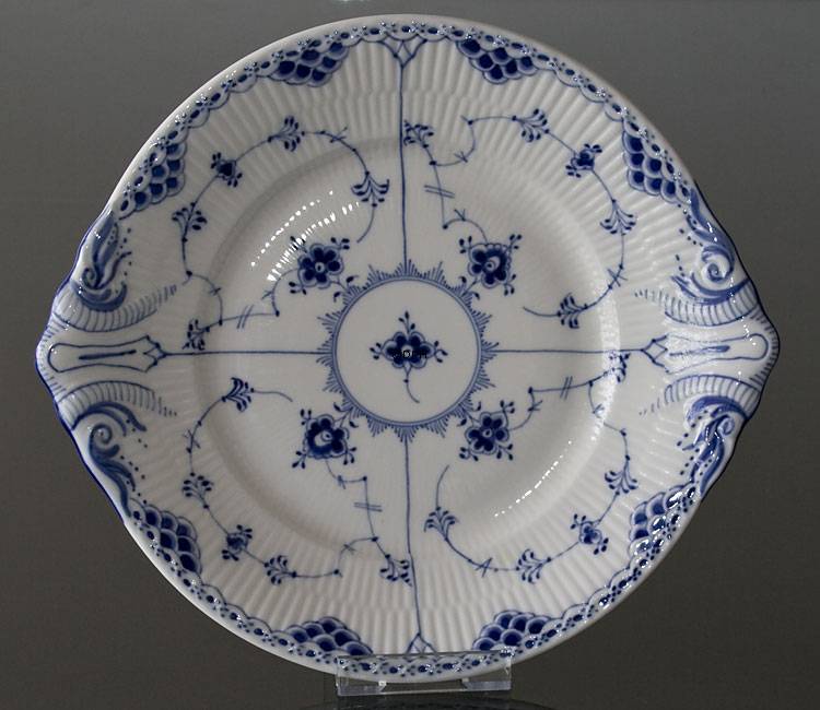 Musselmalet Halbspitze, runde Kuchenplatte Nr. 1/666 oder 422, Royal Copenhagen 31cm