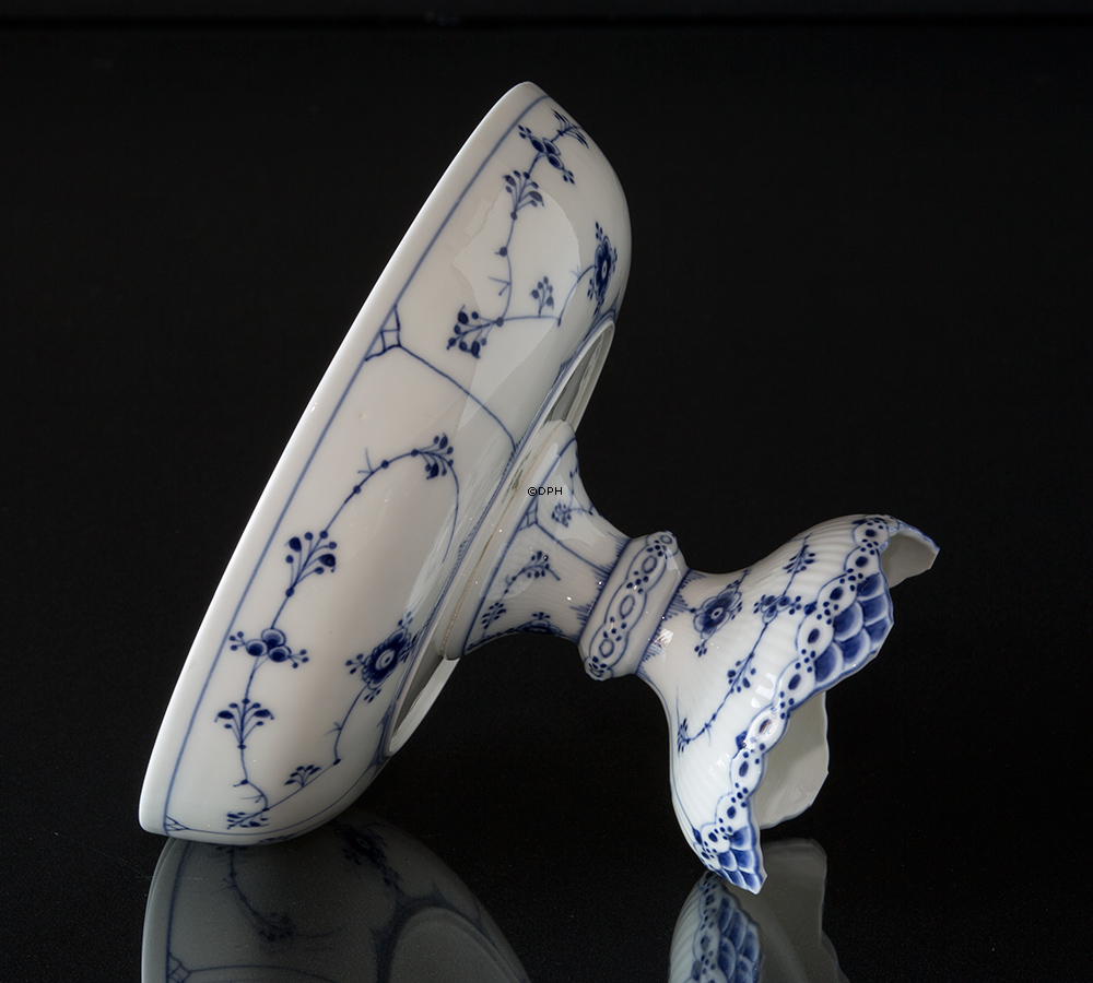 Musselmalet Halbspitze, runde Kuchenplatte auf hohem Fuß, Royal Copenhagen 21cm