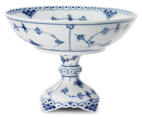 Musselmalet Halbspitze, runde Kuchenplatte auf hohem Fuß, Royal Copenhagen 21cm