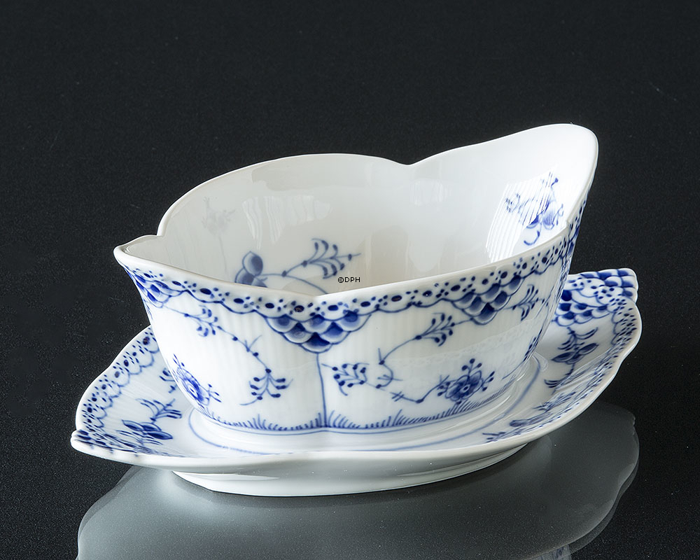 Musselmalet Halbspitze, Sauciere, Inhalt 40 cl., Royal Copenhagen