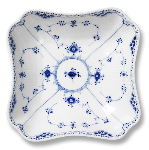 Musselmalet Halbspitze, quadratische Salatschüssel, Inhalt 80 cl., Royal Copenhagen 21cm