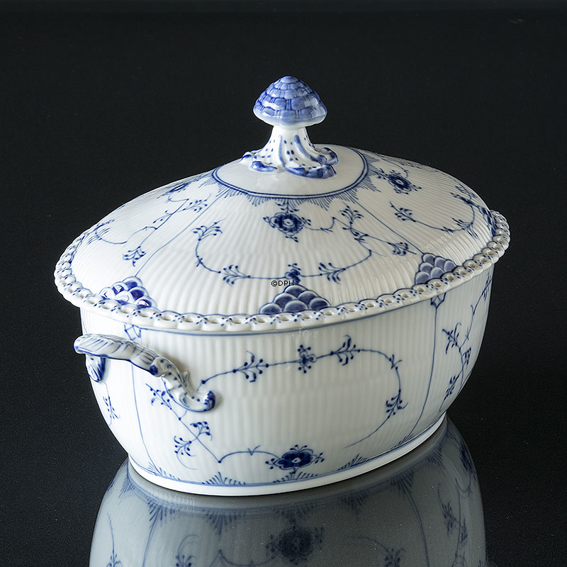 Musselmalet Vollspitze, Suppenterrine mit Deckel Nr. 1/1109 oder 181, Inhalt 200 cl., Royal Copenhagen