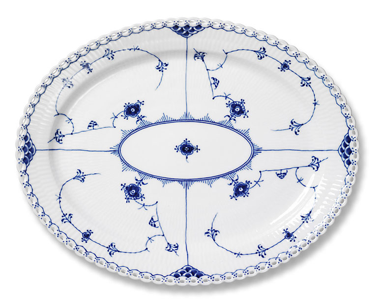 Musselmalet Vollspitze, ovale Servierplatte Nr. 1/1146 oder 372, Royal Copenhagen 25cm