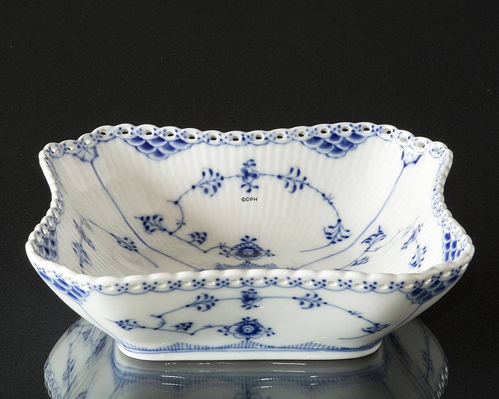 Musselmalet Vollspitze, quadratische Salatschüssel Nr. 1/1231 oder 578, Inhalt 80 cl., Royal Copenhagen 21cm
