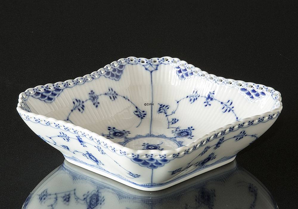 Musselmalet Vollspitze, quadratische Salatschüssel Nr. 1/1231 oder 578, Inhalt 80 cl., Royal Copenhagen 21cm