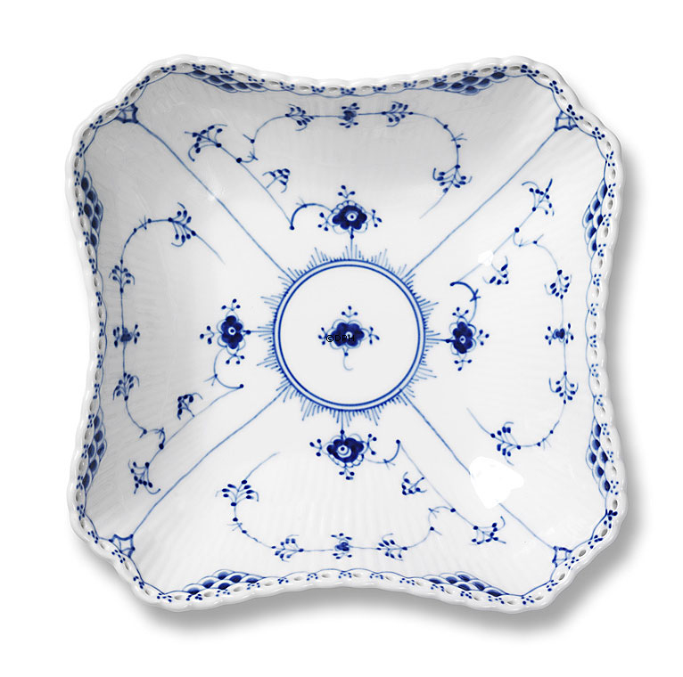 Musselmalet Vollspitze, quadratische Salatschüssel Nr. 1/1231 oder 578, Inhalt 80 cl., Royal Copenhagen 21cm