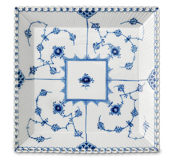 Musselmalet Vollspitze, Servierplatte, quadratisch Nr. 722, Royal Copenhagen 22cm