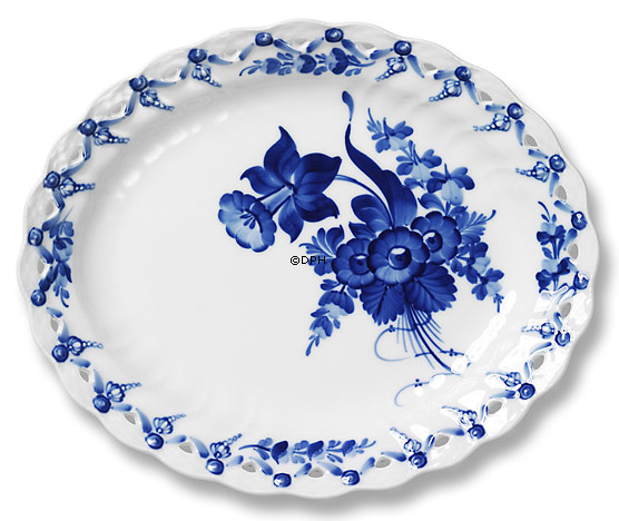 Blaue Blume, geschweift, Ständer für Obstkorb Nr. 10/1580 oder 373, Royal Copenhagen ø27cm