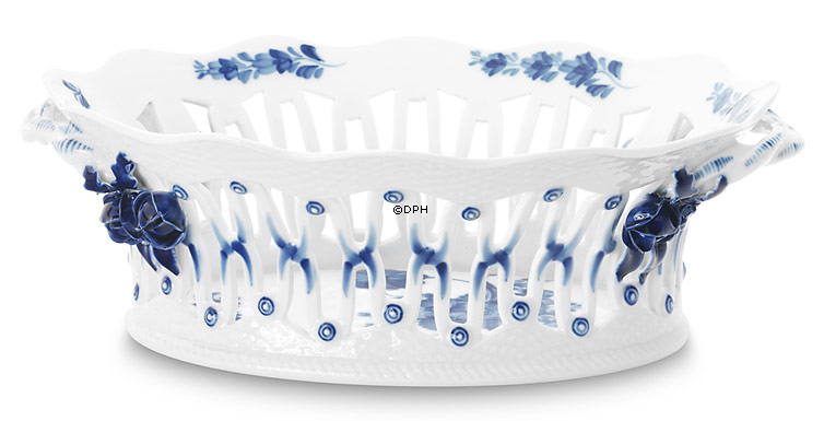 Blaue Blume, geschweift, Obstkorb Nr. 10/1579 oder 398, oval, Royal Copenhagen (Braune Marke, Beschreibung lesen)
