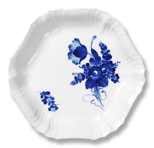 Blaue Blume, geschweifte, sechseckig Kuchenplatte Nr. 10/1527 oder 421, Royal Copenhagen ø23cm