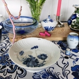 Blaue Blume, geschweift, runde Kuchenplatte auf niedrigem Fuß Nr. 10/1532 oder 427, Royal Copenhagen ø18cm