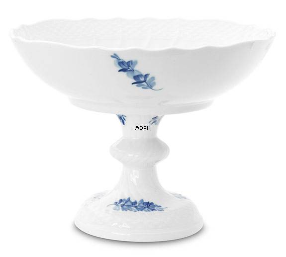 Blaue Blume, geschweift, runde Kuchenplatte auf hohem Fuß Nr. 10/1528 oder 428, Royal Copenhagen ø21cm
