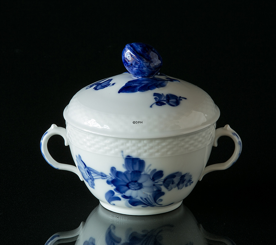Blaue Blume, glatt, große Zuckerdose mit Deckel Nr. 10/8142 oder 159, Royal Copenhagen