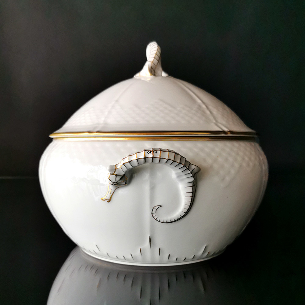 Hartmann, große Terrine, weiß mit Gold, Bing & Grøndahl
