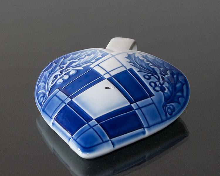 Geflochtenes Porzellanherz, blau und weiß, Bing & Gröndahl Nr. 9205