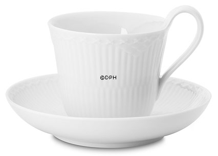 Weißer Halbspitze Frühstückstasse mit hohem Henkel Nr. 089, groß, Inhalt 33 cl