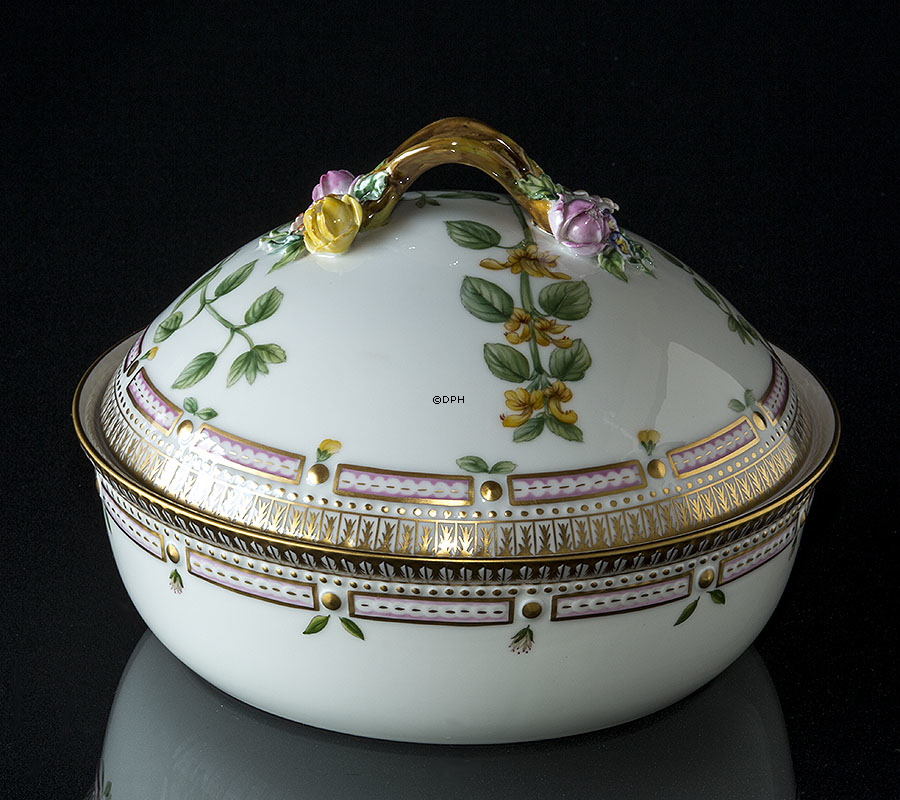 Flora Danica Schale mit Deckel, rund, Inhalt 180 cl. Breite 240 mm, Royal Copenhagen