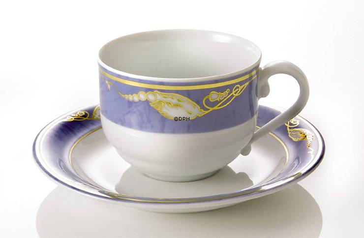 Magnolia, Blau mit Gold, Espresso-Kaffeetasse ø7cm und Untertasse  nr. 060 + 061, Inhalt 16 cl, Royal Copenhagen