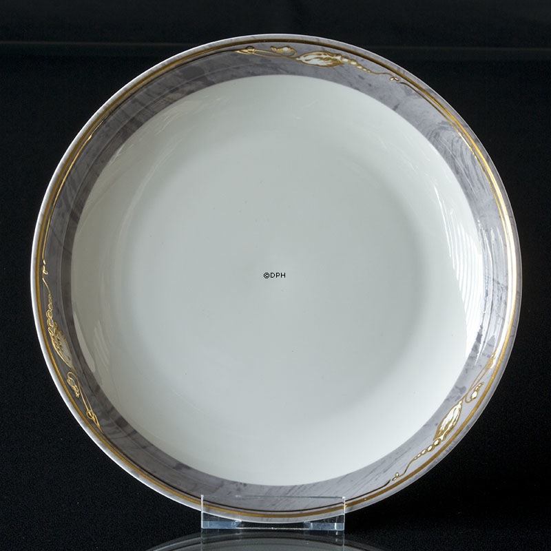 Magnolia, Grau mit Gold, Ovale Kuchenplatte Nr. 422 25 cm, Royal Copenhagen