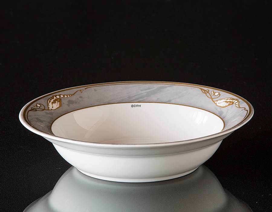 Magnolia, Grau mit Gold, Suppenteller 18cm Nr. 604, Royal Copenhagen