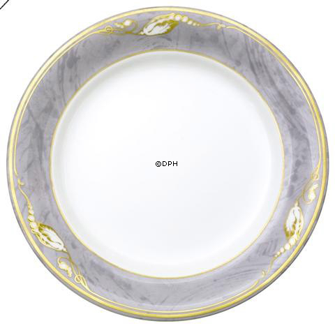Magnolia, Grau mit Gold, Teller 19cm Nr. 619, Royal Copenhagen