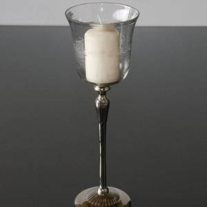 Chrom Kerzenhalter mit Topglas mit Dekoration | Nr. 1229 | Alt. 10-1748 | DPH Trading