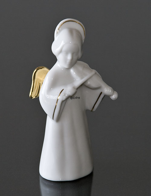 Himmlische Musik, Engel mit Violine mit Gold, Bing & Gröndahl Nr. 322