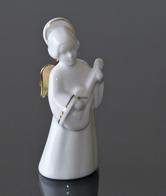 Himmlische Musik, Engel mit Gitarre mit Gold, Bing & Gröndahl Nr. 324