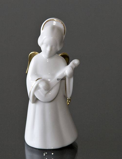 Himmlische Musik, Engel mit Mandoline mit Gold, Bing & Gröndahl Nr. 328