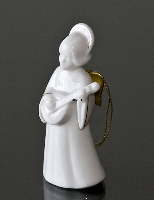 Himmlische Musik, Engel mit Mandoline mit Gold, Bing & Gröndahl Nr. 328