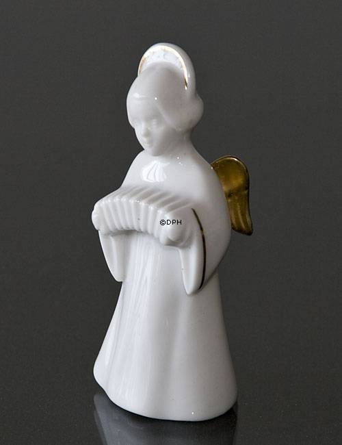 Himmlische Musik, Engel mit Akkordeon mit Gold, Bing & Gröndahl Nr. 329