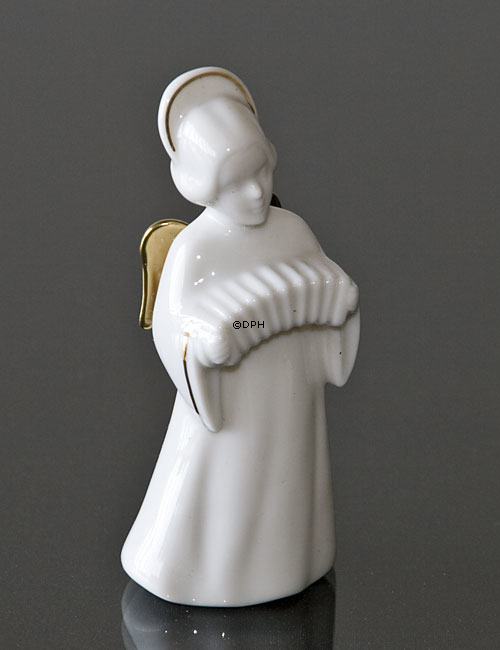 Himmlische Musik, Engel mit Akkordeon mit Gold, Bing & Gröndahl Nr. 329