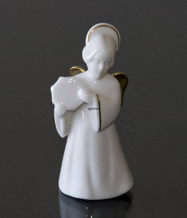 Himmlische Musik, Engel mit Tamburin mit Gold, Bing & Gröndahl Nr. 330