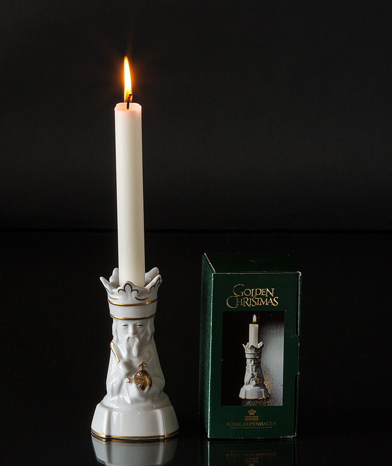 Caspar, König mit Gold, einer der Heiligen Drei Könige, Kerzenständer Royal Copenhagen Nr. 333