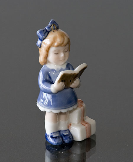 Das Weihnachten der Kinder 1999, Figurornament, Mädchen mit Buch und Geschenke
