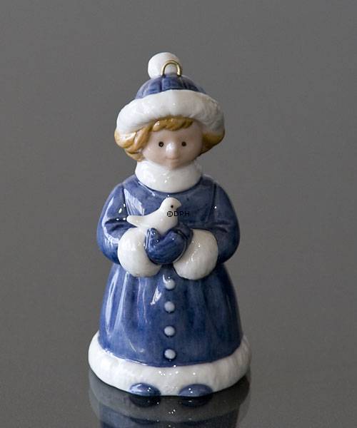 Das Weihnachten der Kinder 2001, Figurornament, Mädchen mit Vogel, Royal Copenhagen