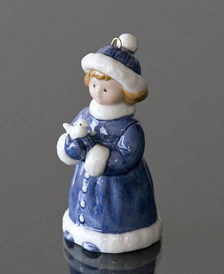 Das Weihnachten der Kinder 2001, Figurornament, Mädchen mit Vogel, Royal Copenhagen