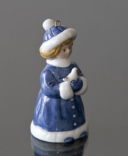 Das Weihnachten der Kinder 2001, Figurornament, Mädchen mit Vogel, Royal Copenhagen